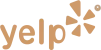 This image shows the Yelp logo, featuring the word "Yelp" in lowercase letters alongside a burst mark to the right, and a registered trademark symbol.